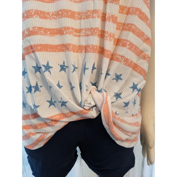 LIBERTY PATRIOTIC Americana Stars Stripes Knot Sleeveless Tank Summer XL - Picture 13 of 13